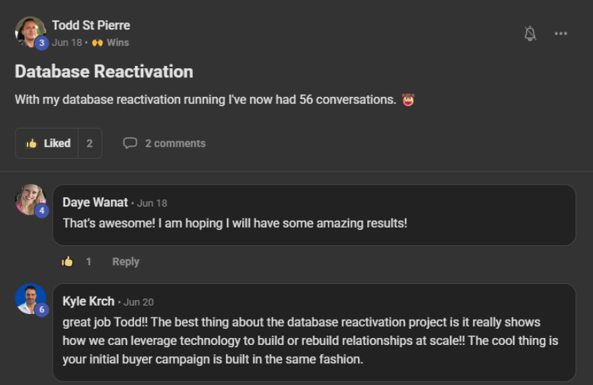 Database reactivation todd